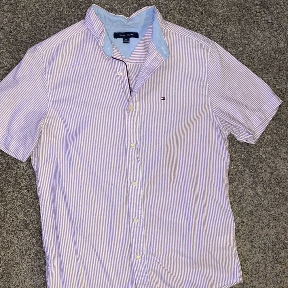 Tommy Hilfiger Purple Stripe Button Shirt